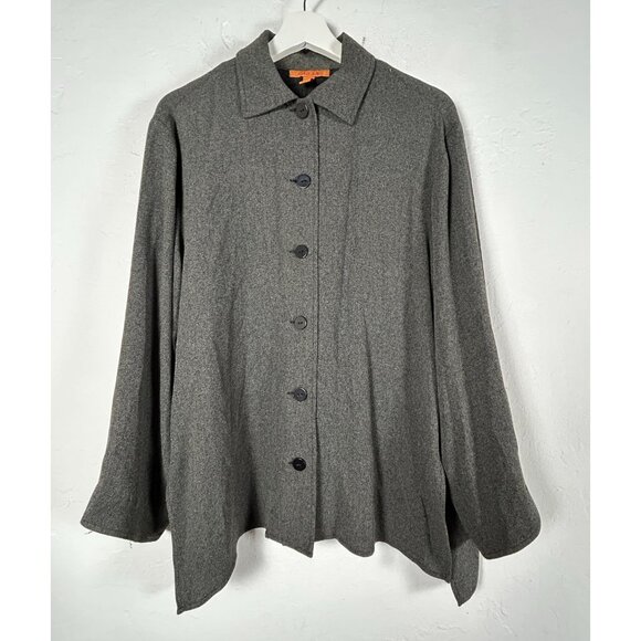 Harari Women's Button Down Collared Jacket Long Sleeve Grainy Black Size Small - Picture 1 of 7
